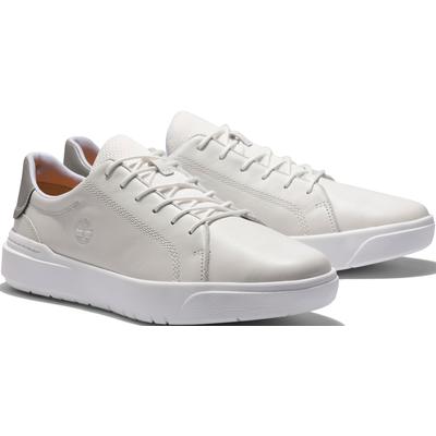 Sneaker TIMBERLAND "SENECA BAY - LOW LACE UP SNEAKER", Herren, Gr. 43,5, atmungsaktiv, weiß, Leder, Schuhe Sneaker, aus Leder