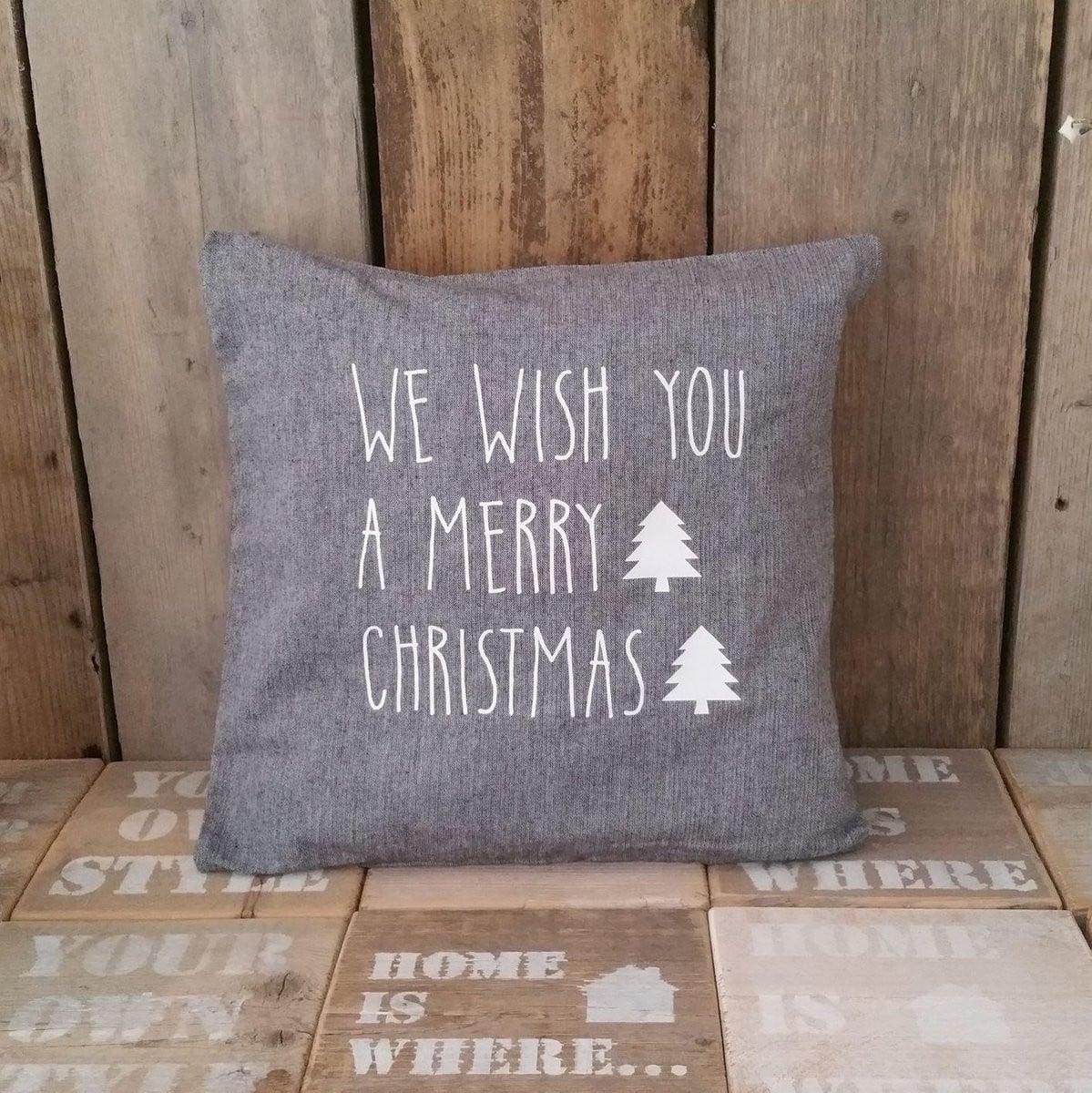 Maison Marcella Kussenhoes Kerst We wish you a Merry Christmas B/D: 50 x 50 cm
