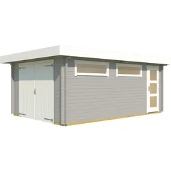 Weka Einzelgarage 441 mit 2 Fenstern - 44 mm hellgrau