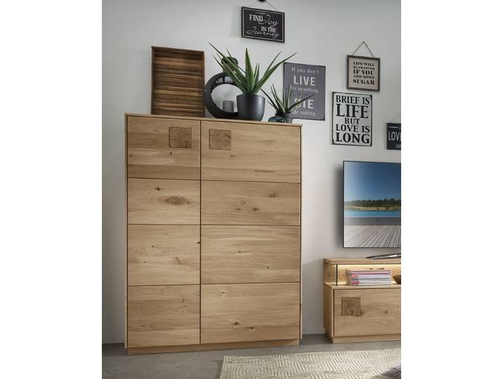 Highboard m.Holztüren 103x145cm 'Monza' Wildeiche geölt