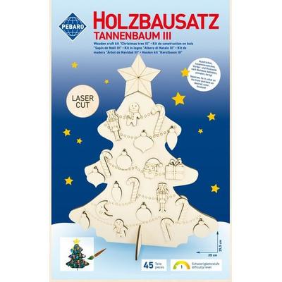 PEBARO 845/2L - Holzbausatz Tannenbaum III Lasercut, 45 Teile, Holzkonstruktion zum Zusammenstecken
