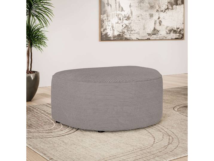 Polsterhocker GOODPRODUCT ADELLA passed zur Serie, Masse B/T/H: 92/69/43 cm , beige (taupe), B:92cm H:43cm T:69cm, 100% Polyester, Hocker, Polsterhocker, Hocker mit Wellenunterfederung, runde Form, auch in Cord