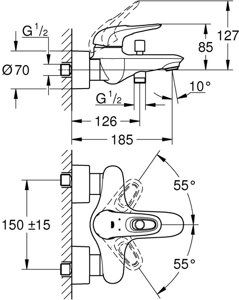 Grohe Eurostyle Einhand-Wannenbatterie DN 15