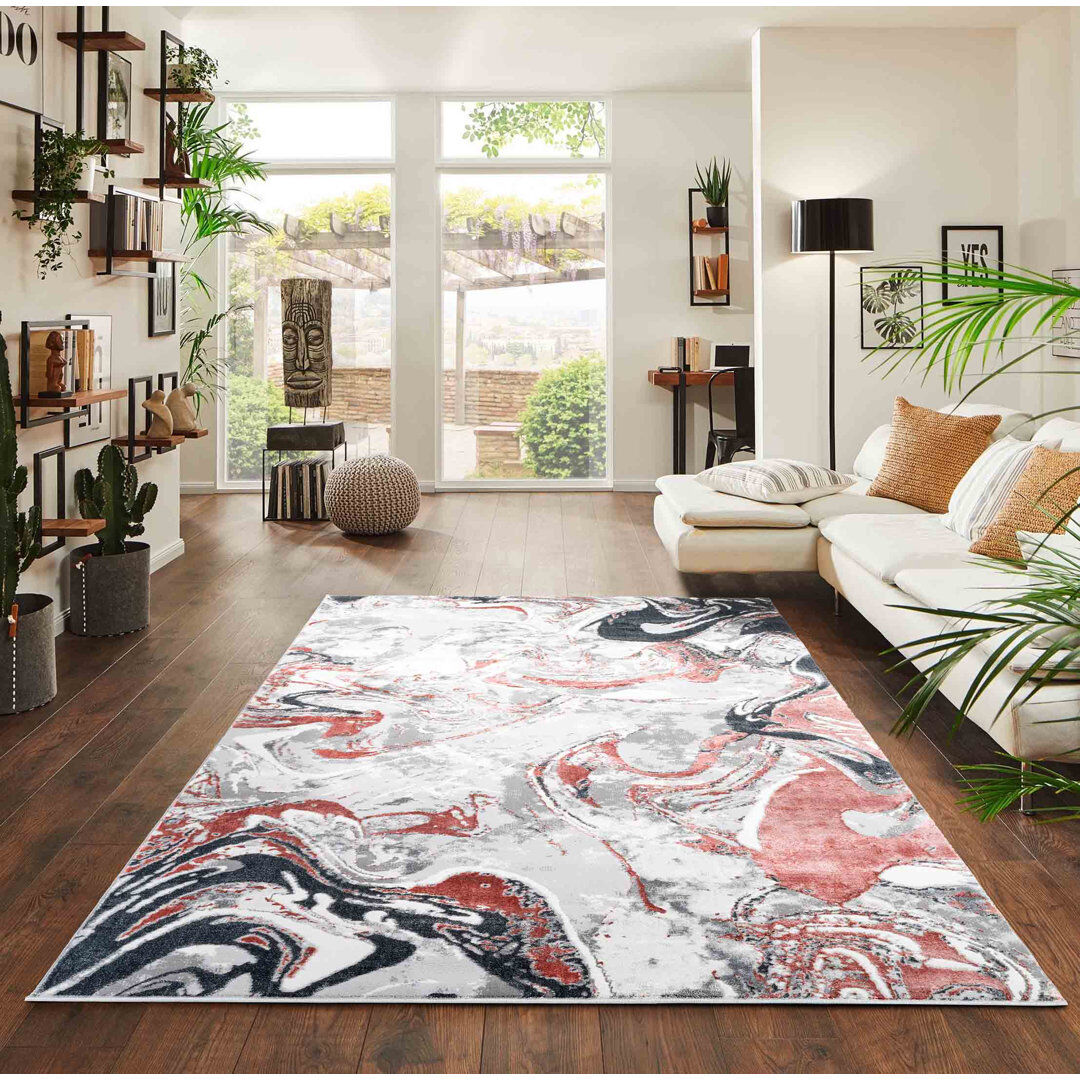 Ivy Bronx Ayten Abstract Power Loom Pink Area Rug Pink Rectangle 120 x 170cm
