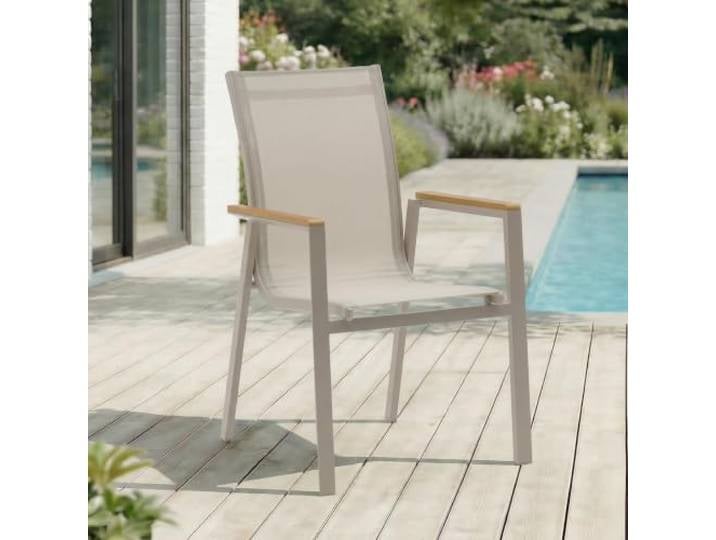 IDIMEX Gartenstuhl Windy 6er Set, Kaschmir/Natur - Robuste Terrassenmöbel, strapazierfähig und stapelbar, Outdoor geeignet. Luftdurchlässiges Netzmaterial, wetterfest, ideal für Balkon und Garten.