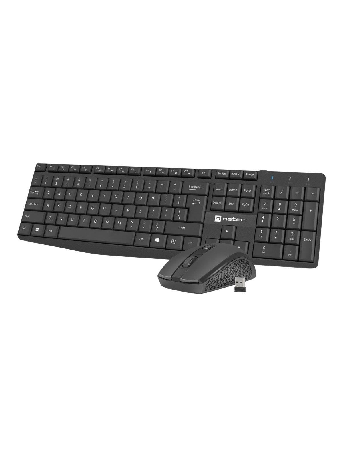 Natec Squid - keyboard and mouse set - 2in1 - US - black - Tastatur & Maus Set - Englisch (US) - Schwarz