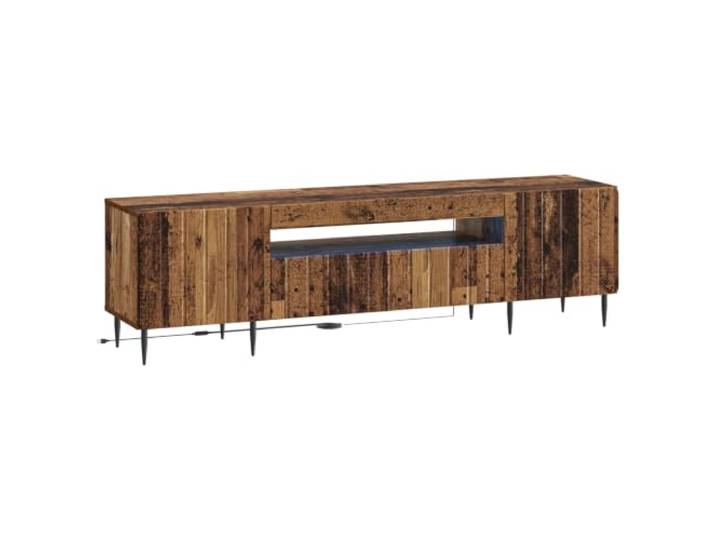TV-Möbel mit LED aus Holz, Farbe Holz, moderner Stil Flexible LED-Leuchten, großer Stauraum, reversible Tür, konische Beine, feuchtigkeitsbeständig, für den Innenbereich