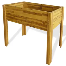 Helloshop26 - Hochbeet für Pflanzen und Blumen Garten massives Akazienholz 84 cm 02_0001195