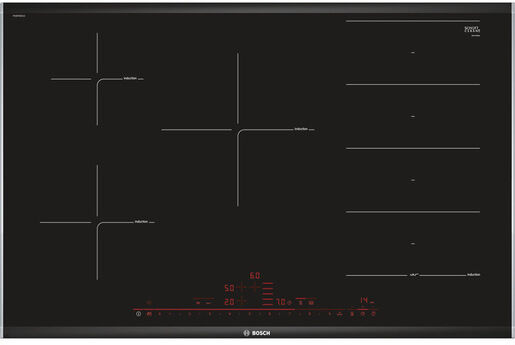 Bosch Serie 8 PXV875DC1E piano cottura Nero Da incasso 80 cm Piano cottura a induzione 5 Fornello(i)