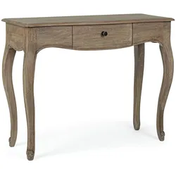 Konsole Domitille aus Mangoholz, klassischer Stil, natur, 100 cm Breite, mit Schublade