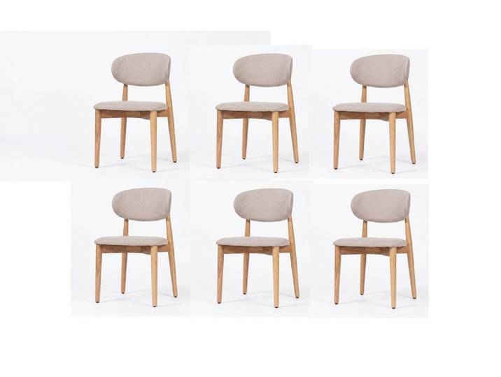 JVmoebel Sitzgruppe Moderne 6x Stühle Set Beige Holz Textil Elegant statusbezogen, Made in Europa