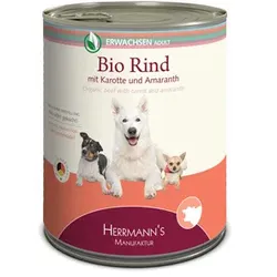 Herrmann's Selection Erwachsen 6x800g Dose Hundenassfutter Bio Rind mit Karotten, Amaranth & Sellerie