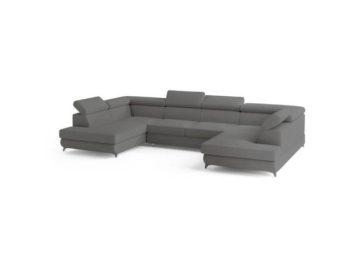 Canapé d'angle VINTESSA Canape Convertible - U - 6 places - 323x190x89 cm - Tissu bouclette QUELLE 92 - Gris