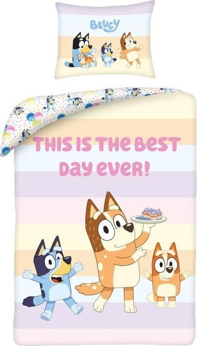 Bluey dekbedovertrek Best Day Ever voor kinderen, 140 x 200 cm