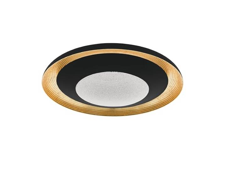 EGLO LED Deckenleuchte Canicosa 2, 2-flammige Wandlampe Deckenlampe aus Schlagmetall, Kunststoff in Schwarz, Gold, mit Fernbedienung, Farbtemperaturwechsel (warm-kalt), Nachtlicht