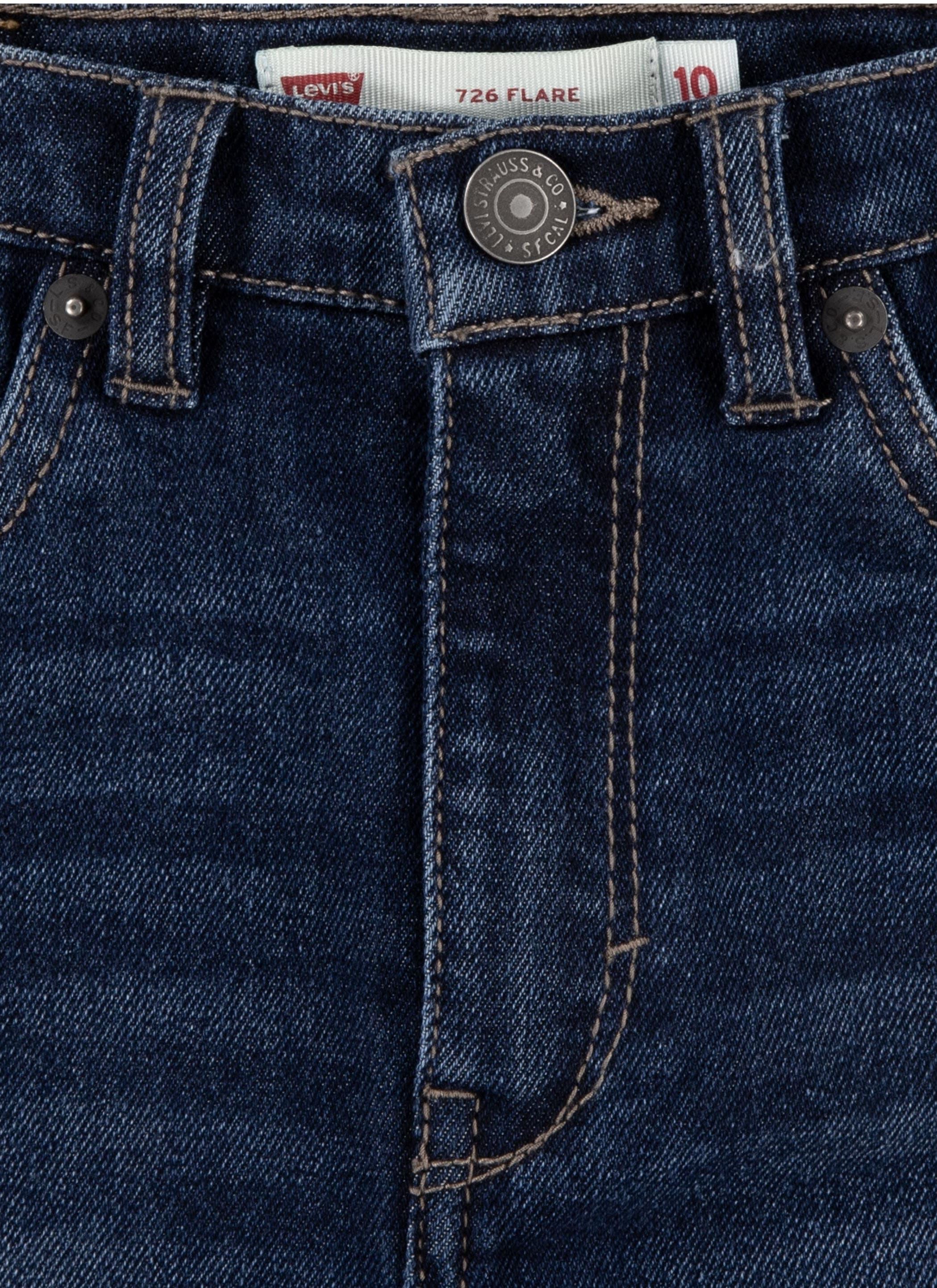 Bootcut-Jeans LEVI'S KIDS "LVG 726 HIGH RISE FLARE JEANS", Mädchen, Gr. 16 (164), N-Gr, blau (complex), Denim/Jeans, Obermaterial: 69% Baumwolle, 28% Polyester, 2% diverse Faserarten, 1% Elasthan, bootcut fit, Jeans Bootcut-Jeans, for GIRLS complex 16 (16