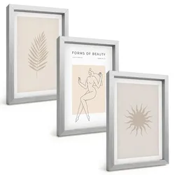 BILDER SET 3er Set - 20x30 cm Silberner Rahmen - Eine Sammlung minimalistischer Formen