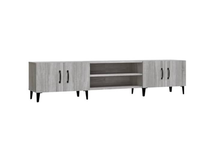 GHVBNMF TV-Schrank Grau Sonoma 180x31,5x40 cm Lowboard Modernes Lowboard im Sonoma-Grau mit 4 Türen und stabilen Metallfüßen für Wohnzimmer und Schlafzimmer.