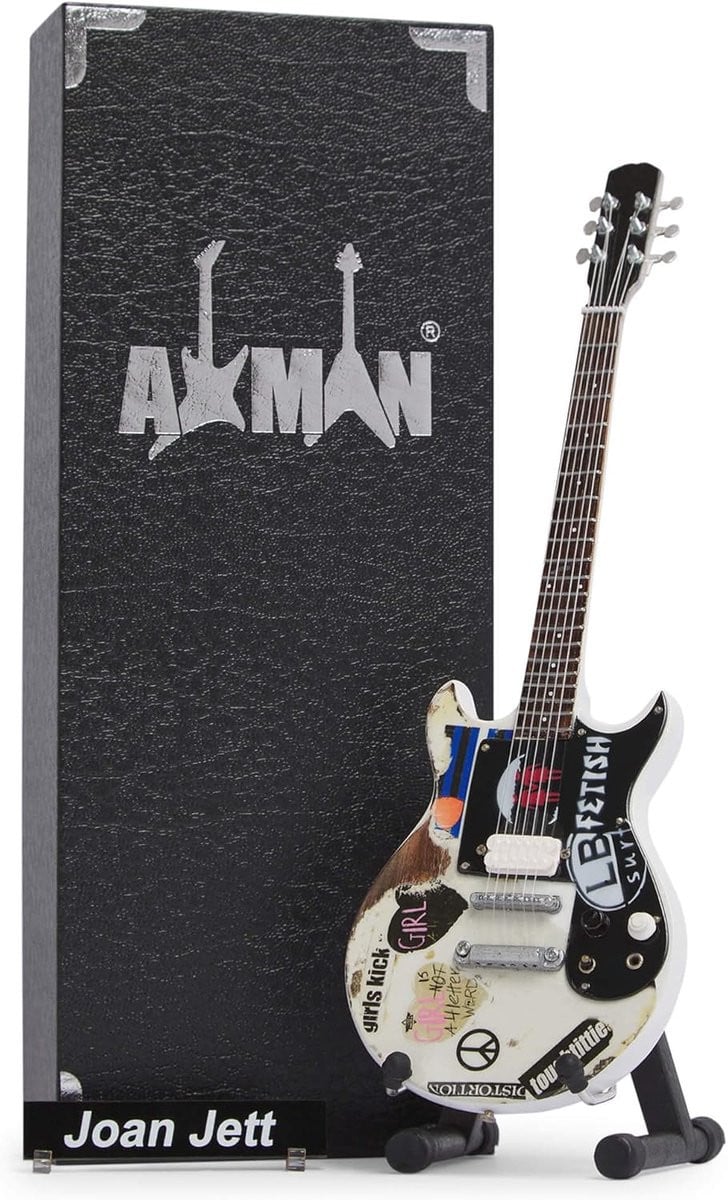 Handgemaakte Joan Jett Miniature Gitaar Replica - 1/4 Schaal Ornament voor op Tafel