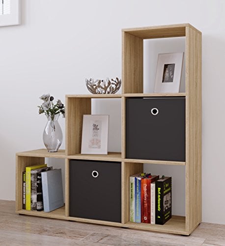 home24 Open kast Nitas in bruin/Sonoma eikenhouten look, B/D/H: 108 x 29 x 105 cm