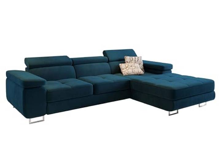 Masseno Ecksofa ELMA R-S mit Schlaffunktion L-Form, Sofa mit Bettkasten, Wohnzimmersofa, Couch, Soffa, Bettsofa, Couchgarnitur- Blau, Monolith 77