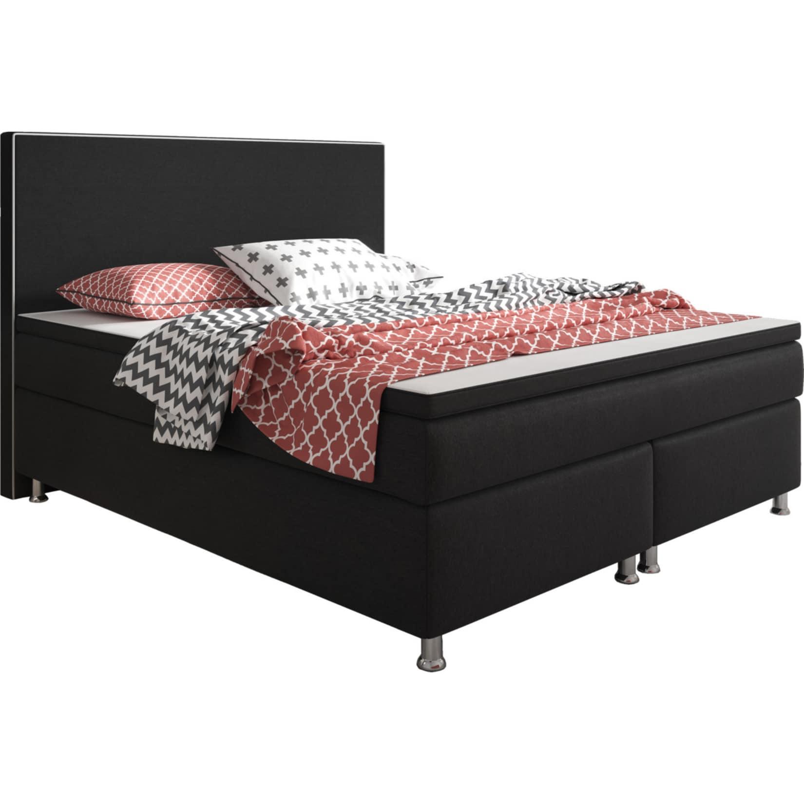 Inter Trading Boxspringbett King Size 180 x 200 cm Schwarz - versch. Farben