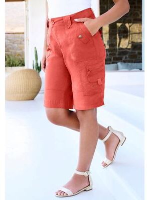 Plus Size Women's Plus Size Cargo Shorts by Roaman's in Sunset Coral (Size 12 W)
