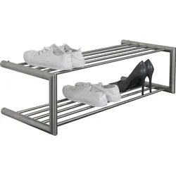 Schuhregal SPINDER DESIGN, grau (edelstahl), B:80cm H:23cm T:33,5cm, Metall, Regale, Schuhregal, Edelmetall, Edelstahl