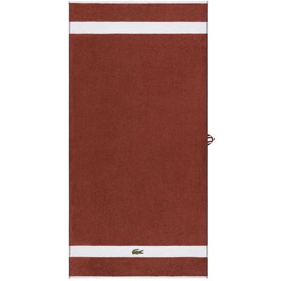 Duschtuch LACOSTE "LCASUAL", braun (terrebattue), B:70cm L:140cm, Frottier, Obermaterial: 100% Baumwolle, Handtücher, mit Label-Applikationen und Bordüre
