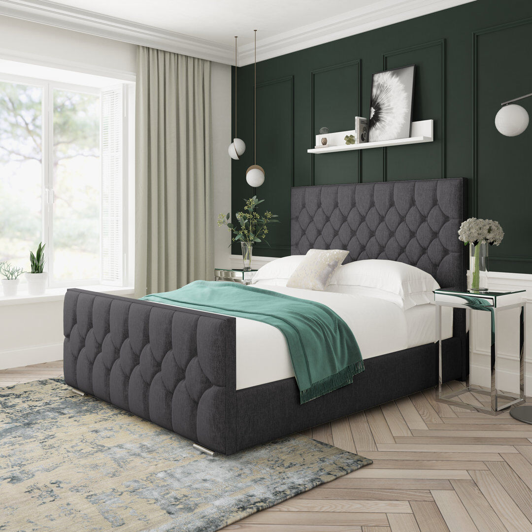 Lark Manor Upholstered Platform Bed Black Single (3')