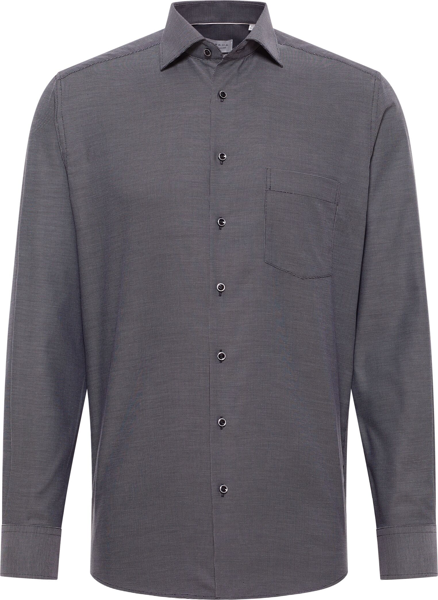 Langarmhemd ETERNA "MODERN FIT", Herren, Gr. 48, verlängerte Ärmellängen, grau (graphit), 100% cotton, tailliert, Manschette, Hemden Langarmhemd graphit 48, verlängerte Ärmellängen