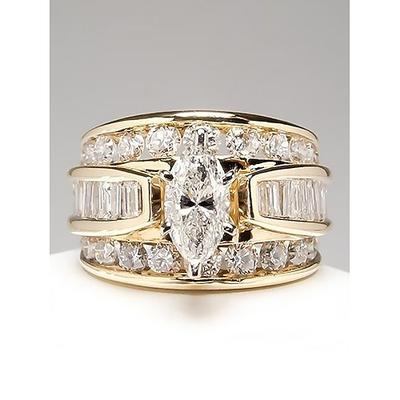 Vergoldeter Damenring mit Kristall im Marquiseschliff – eleganter Statement-Schmuck für Hochzeiten, Verlobungen und Abendpartys