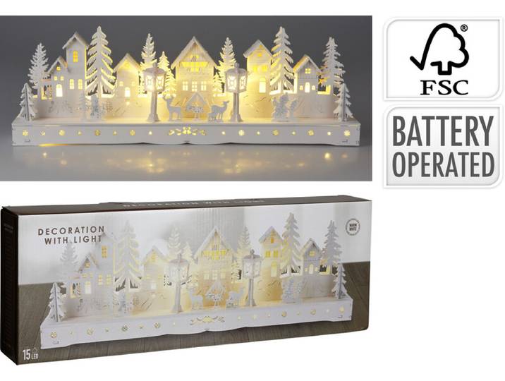 Koopman Houten Huis met LED 45cm