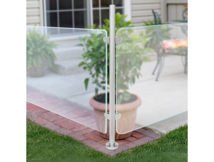 Poteau d'angle en acier inoxydable, hauteur 110 cm, pour garde-corps de balcon/escalier, garde-corps intérieur/extérieur
