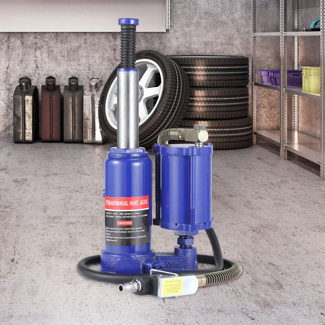 idealhouse 12 Ton Dual Operation Air Hydraulic Bottle Jack – Adjustable Lift Height, Heavy Stable Non-Slip Top – Blue for Trucks, Farm, Agricultural & Constructi 17cm H x 25cm W x 29cm D