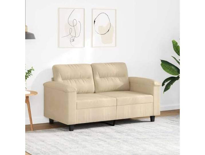 HEFZGDB 2-Sitzer Sofa Creme 120 cm Mikrofasergewebe Langlebig Metallgestell Modernes Design Bequem Polsterung Stabiles Wohnzimmer Möbelstück Sitzkomfort