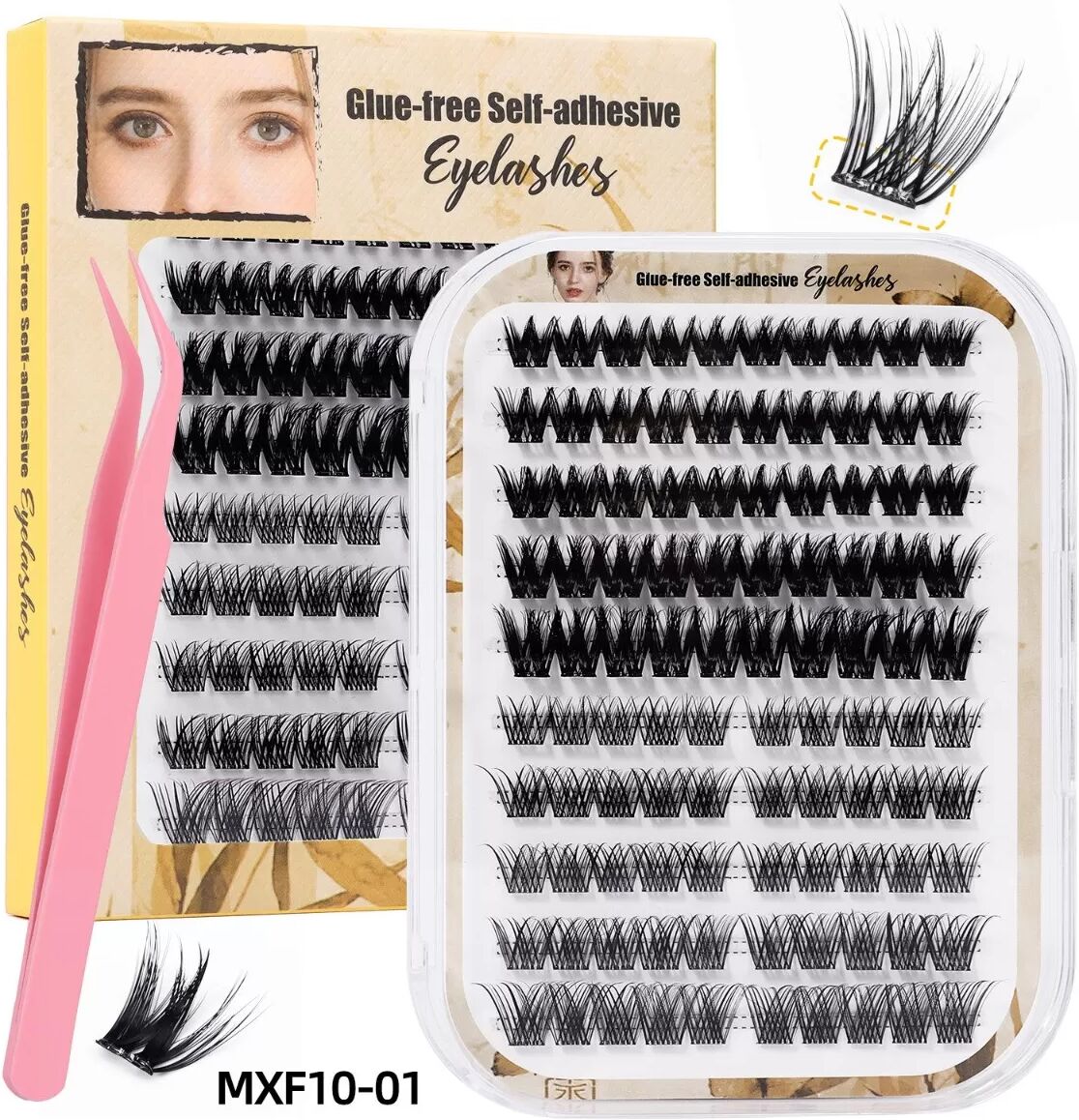 INF Kit d'extensions de cils individuels sans colle - Faux cils auto-adhésifs DIY