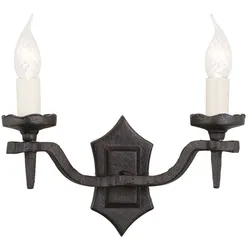 Wandleuchte Lampe Klassisch Eisen Schwarz B 31 cm Flurleuchte 2 Flammig