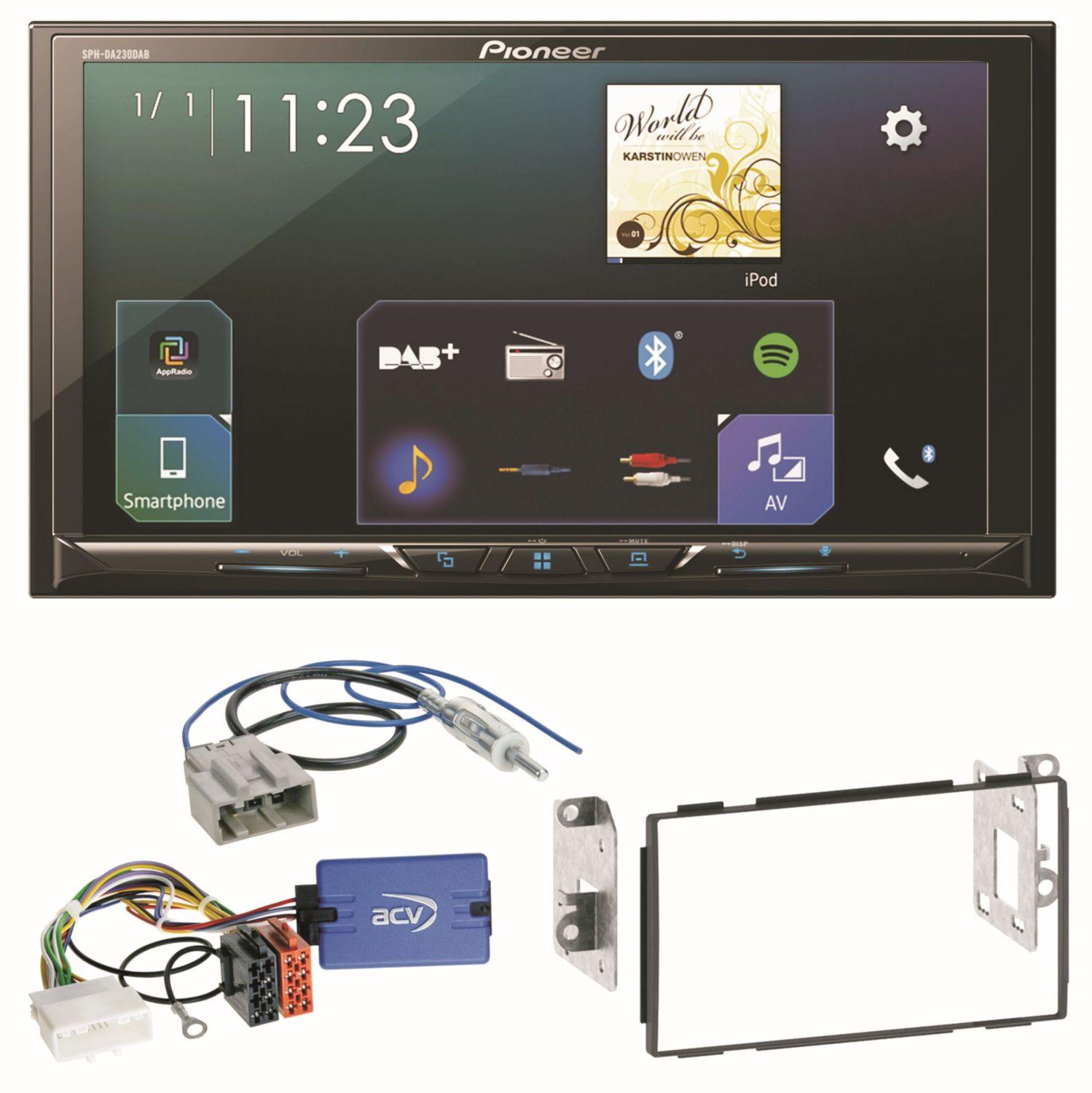 Pioneer SPH-DA230DAB Carplay Android Auto Einbauset für Nissan Qashqai J10