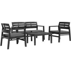 vidaXL 4-teiliges Gartenmöbel-Set Anthrazit Kunststoff