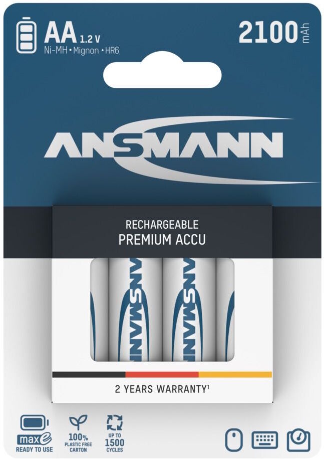 Ansmann Maxe AA Rechargeable Batteries 2100mAh NiMH 4Pack