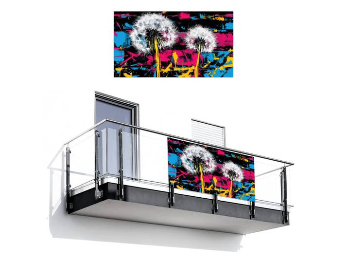 MuchoWow Balkon-Sichtschutz Straßenkunst - Bunt - Wand, Schwarz, Kunststoff, Rechteckig, 200x110 cm, Sonnenschutz, Sichtschutz