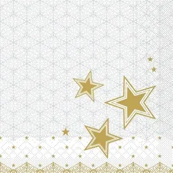 Mank Tissue Serviette Vivien, 33 x 33 cm, 100 Stück - Weihnachtssterne Schneeflocken