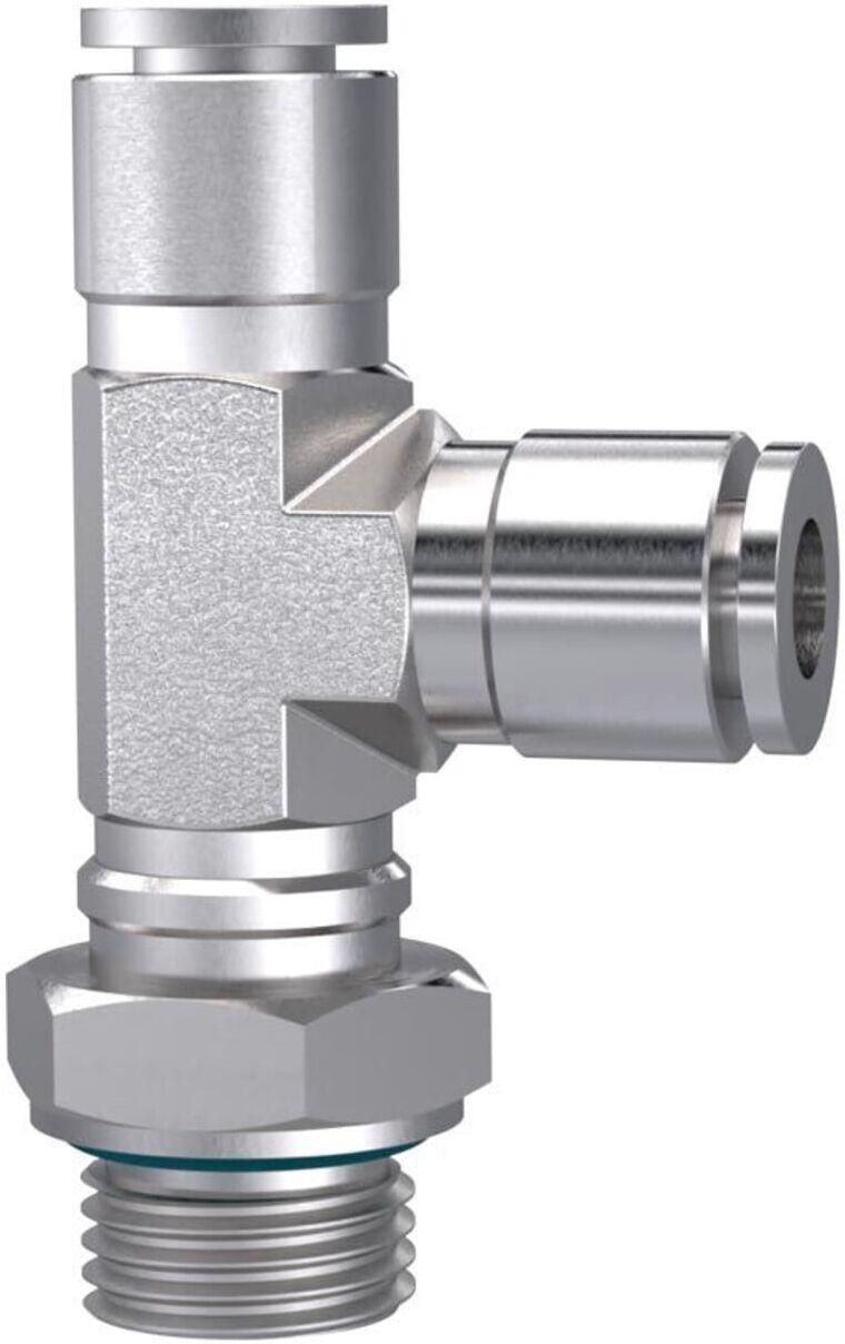 Riegler T-Steckverschr., L-Form, drehbar, G 1/4 a., Schlauch-Ã˜ 8, ES (871.014-8 ES)