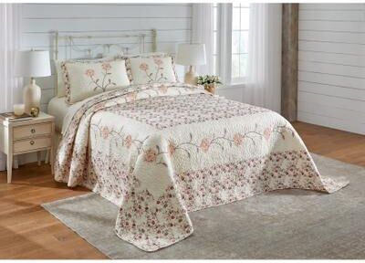 Margaret Embroidered Bedspread by BrylaneHome in Spice (Size QUEEN)