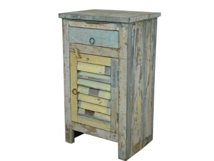 Vintage Beistellschrank, Kommode, Nachttischschrank, Holz, Modell 40 Massives, liebevoll aufbereitetes Möbelstück, ideal für Antik- und Kolonialstil, vielseitig und dekorativ.