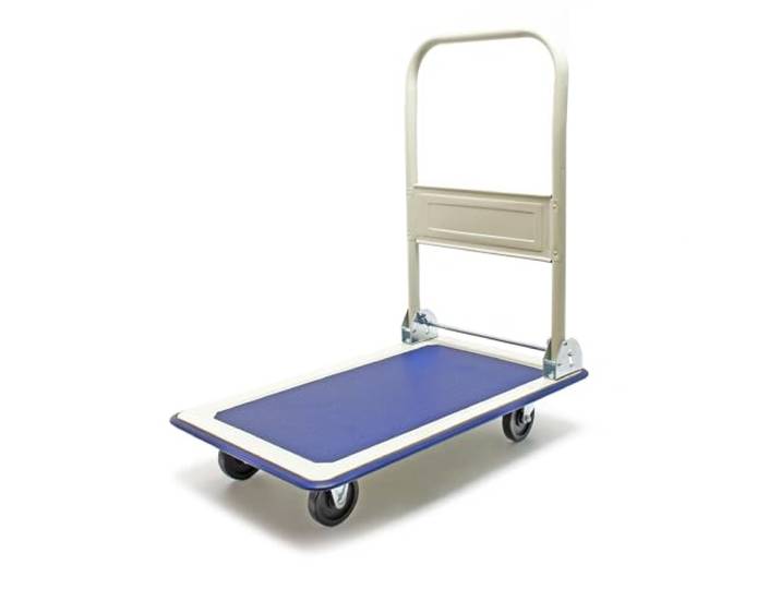WilTec Chariot à Plateforme Rabattable Jusqu’à 150kg Transport Équipement Entrepôt Diable Roues Caoutchouc
