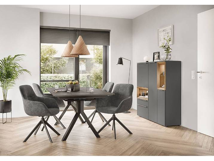 Esstisch 200cm ohne Funktion Grau/Schiefergrau