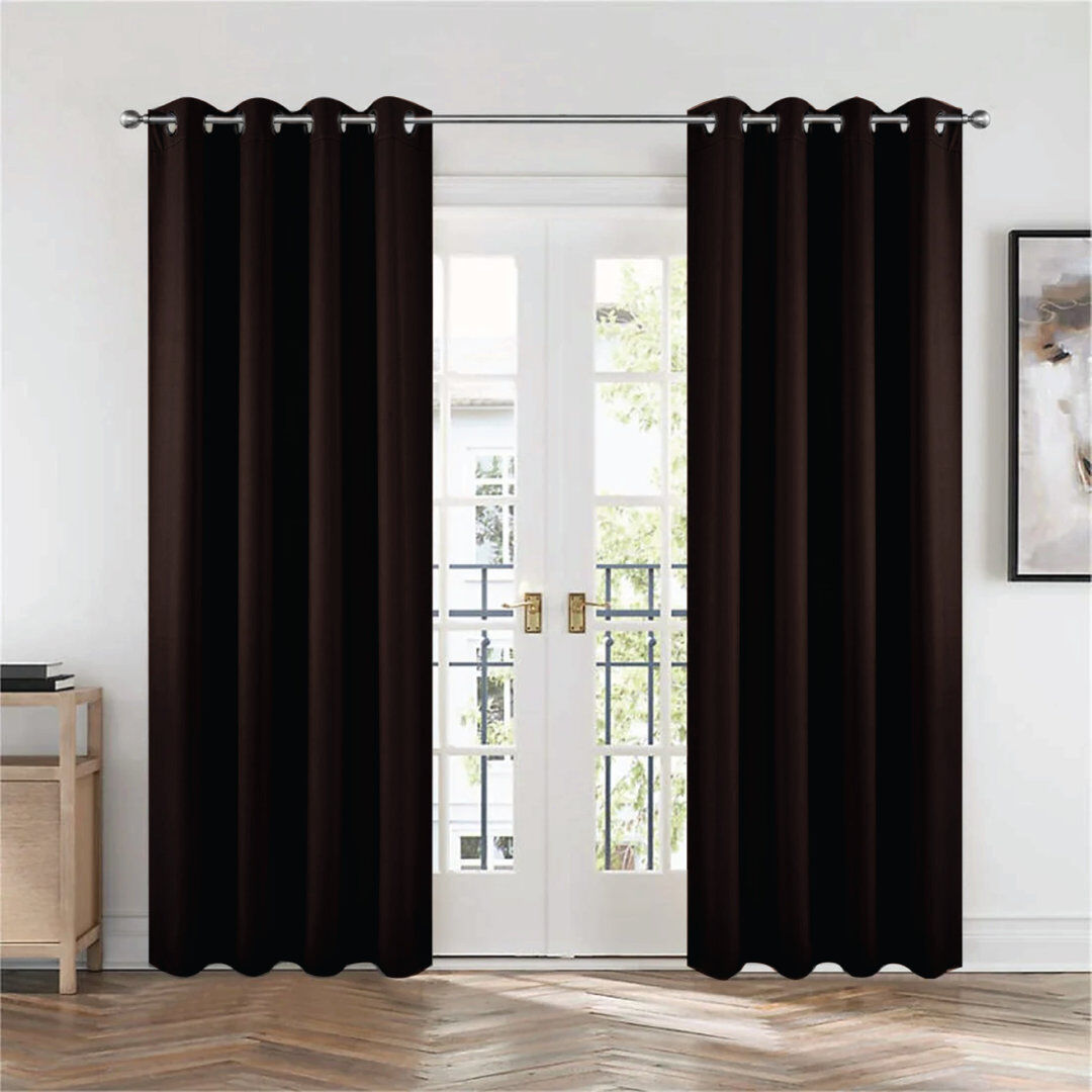 Ebern Designs Frasco Eyelet Blackout Thermal Curtain Pair – Light Blocking & Energy Efficient Brown 228.6cm Width x 274.32cm Drop