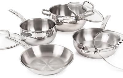 BergHOFF Belly Shape 7pc 18/10 Stainless Steel Cookware Set with Glass Lids